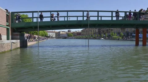 People walk on the Darsena Stock Footage 62739151