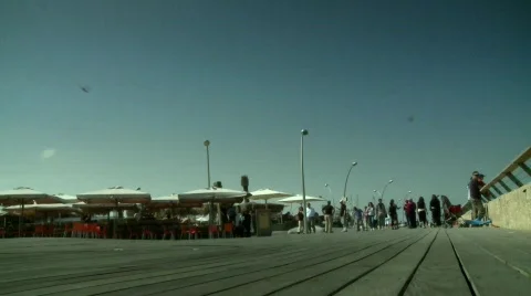 People walk on a deck Stock Footage 466166