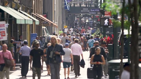 People Walk Down 5th Ave In New York City, U.S.A. Stock Footage 157138942