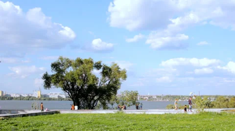 People walk down in the park Stock Footage 36154206
