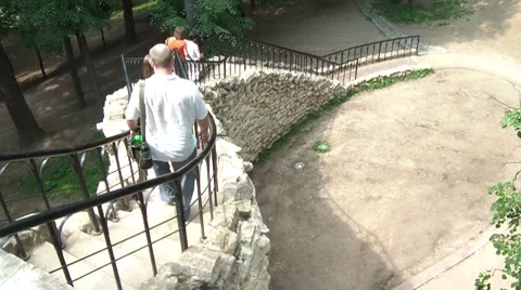 People Walk Down The Stairs Stock Footage 7764057