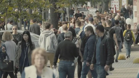 People walk down the street of the city Stock Footage