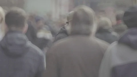 People walk down the street. Crowd Stock Footage
