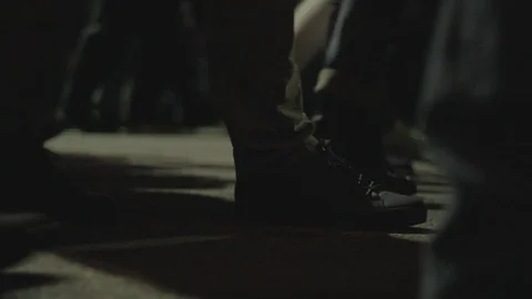 People walk during a protest in Belgrade. Footwear. Stock Footage 102292717