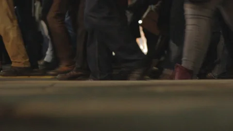 People walk during a protest in Belgrade. Footwear. Stock Footage 102294437