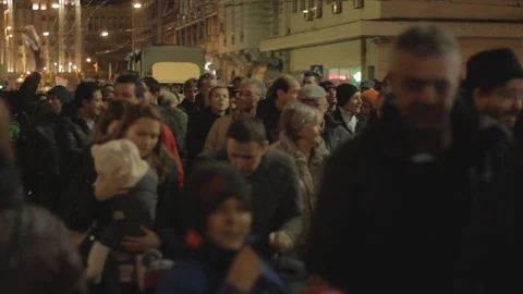 People walk during a protest in Belgrade. Stock Footage 102371515