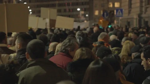 People walk during a protest in Belgrade. Stock Footage 102371560