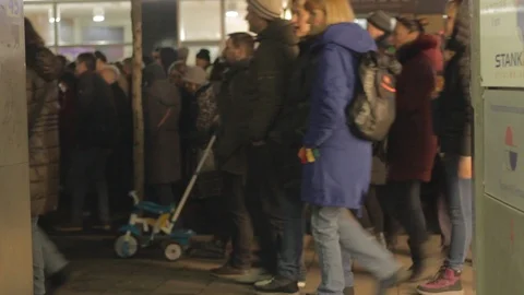 People walk during a protest in Belgrade. Stock Footage 102373127
