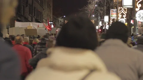 People walk during a protest in Belgrade. Stock Footage 102373658