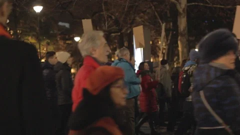 People walk during a protest in Belgrade. Stock Footage 102373715