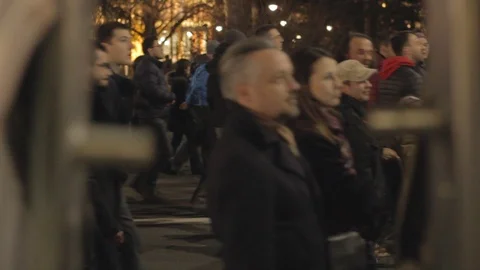 People walk during a protest in Belgrade. Stock Footage 102373855