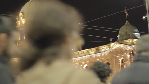 People walk during a protest in Belgrade. Stock Footage 102374094