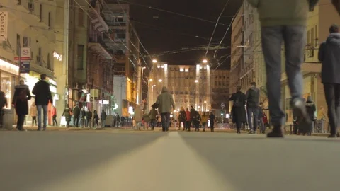 People walk during a protest in Belgrade. Stock Footage 102376176