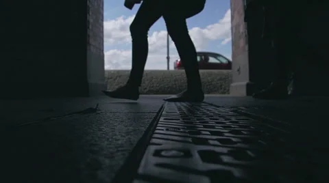 People Walk Frog Perspective Stock Footage 49897930