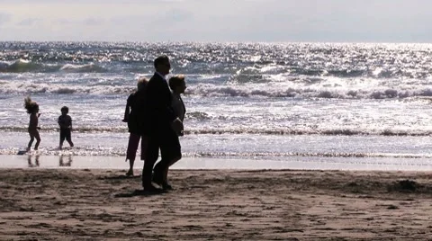 People walk on ocean Stock Footage 7344600