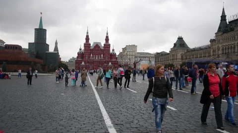 People Walk on Red Square Stock Footage 64948600