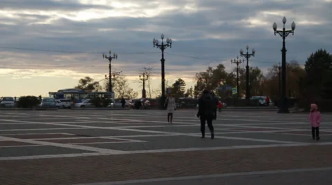 People walk on the square Stock Footage 32364401
