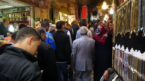 People walk through streets of Jerusalem Stock Footage 47213200