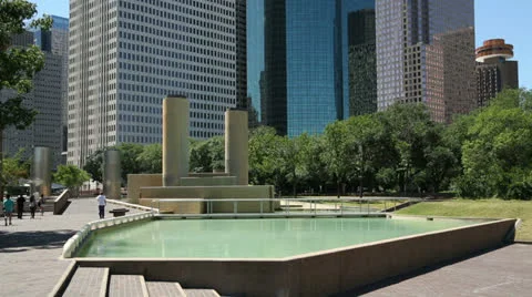 People walk through tranquillity park, houston Stock-Footage 24651213