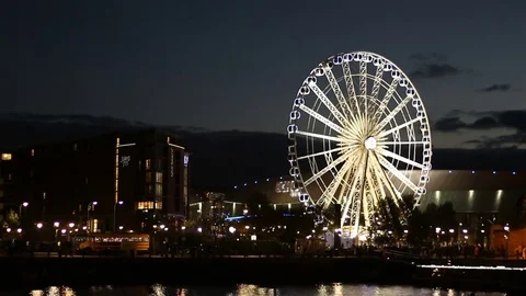 People walking about at The Albert Dock complex on Liverpool Waterfront Stock Footage 70375786