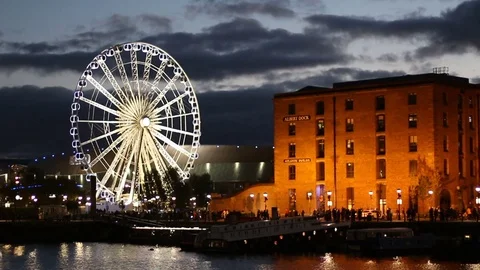 People walking about at The Albert Dock complex on Liverpool Waterfront Stock-Footage 70380689