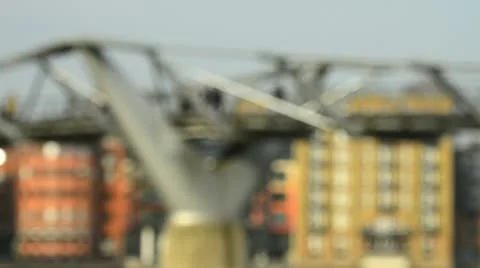 People walking across Milenium bridge, London (defocused) Stock Footage 10887498