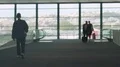 People walking airport overpass and carrying suitcases, flight layover, transfer HD Footage