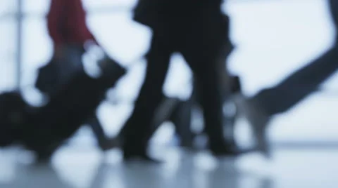 People walking in Airport transit terminal luggage luggage baggage going on trip Stock Footage 49316825