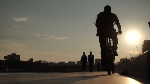 People walking along the city street Stock Footage