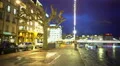 People walking along Mont Blanc embankment with plane trees at Geneva lake 4k or 4k+ Resolution