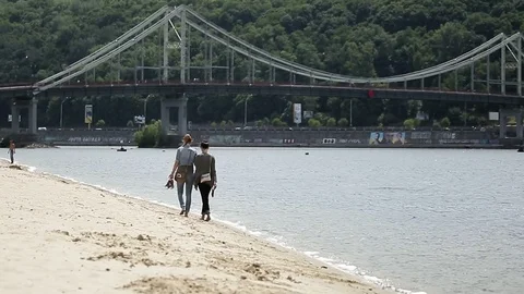 People walking along the river Video stock 75219160