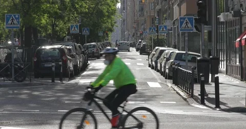 People walking and doing individual sport in Madrid, during COVID-19 pandemic Stock Footage 130334573