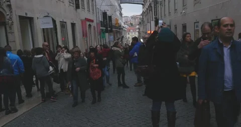 People Walking on Bairro Alto, Lisbon, Portugal 스톡 동영상 59406672