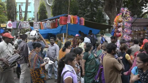 People walking in bazaar Stock Footage 47463047