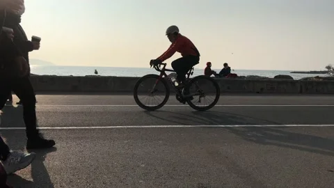 People walking on the beach Stock Footage 144338491