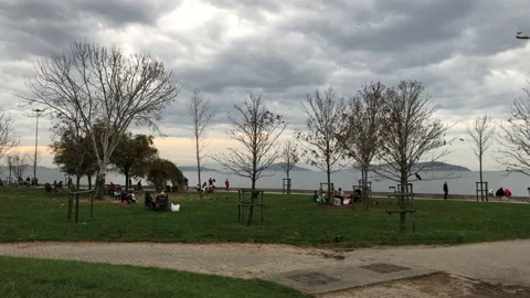 People walking on the beach Video stock 144815574