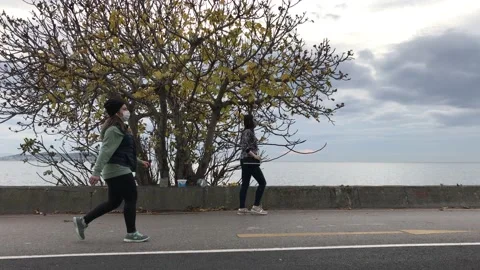 People walking on the beach Video stock 144816490
