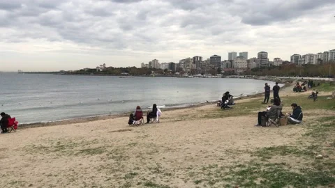 People walking on the beach Video stock 144817343