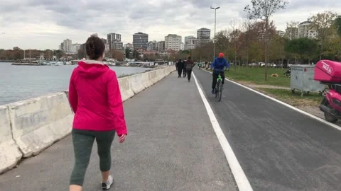 People walking on the beach Video stock 144818232