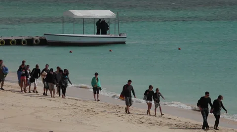 People walking on the beach, Hurghada, Egypt Stock Footage 38713398