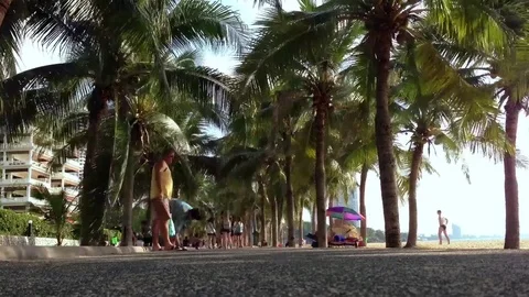 People Walking on the Beach Timelapse Stockbeeldmateriaal 71220336