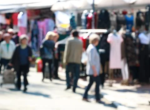 People walking between the shops,blur Stock Photos