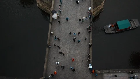 People Walking on Bridge Flat Lay Fast Motion Time Lapse Stock-Footage 95538678