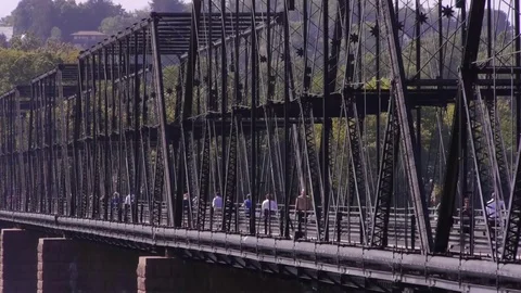 People walking on Bridge Video stock 71793699
