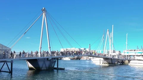 People walking on bridge Stock Footage 78213582