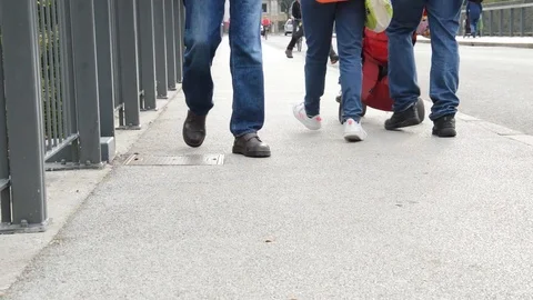 People walking on the bridge Stock Footage 117410592