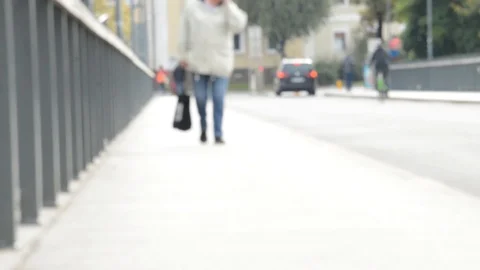 People walking on the bridge Stock Footage 117410690