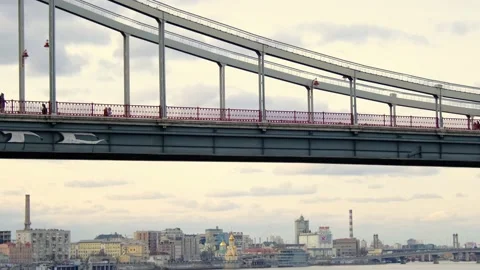 People walking on the bridge Stock Footage 171979628