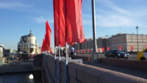 People is walking on the bridge in Moscow Video stock 89540647