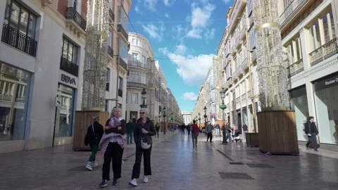 People walking on C. Marqués de Larios blvd, Malaga, Spain, Europe - 4K 스톡 동영상 331270698